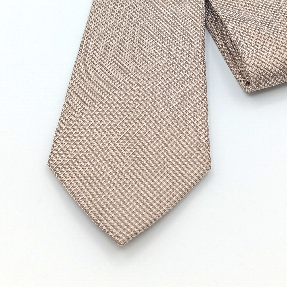 Michael Kors Silk Tie Mens 62” Solid Taupe Woven Designer Classic Elegant New